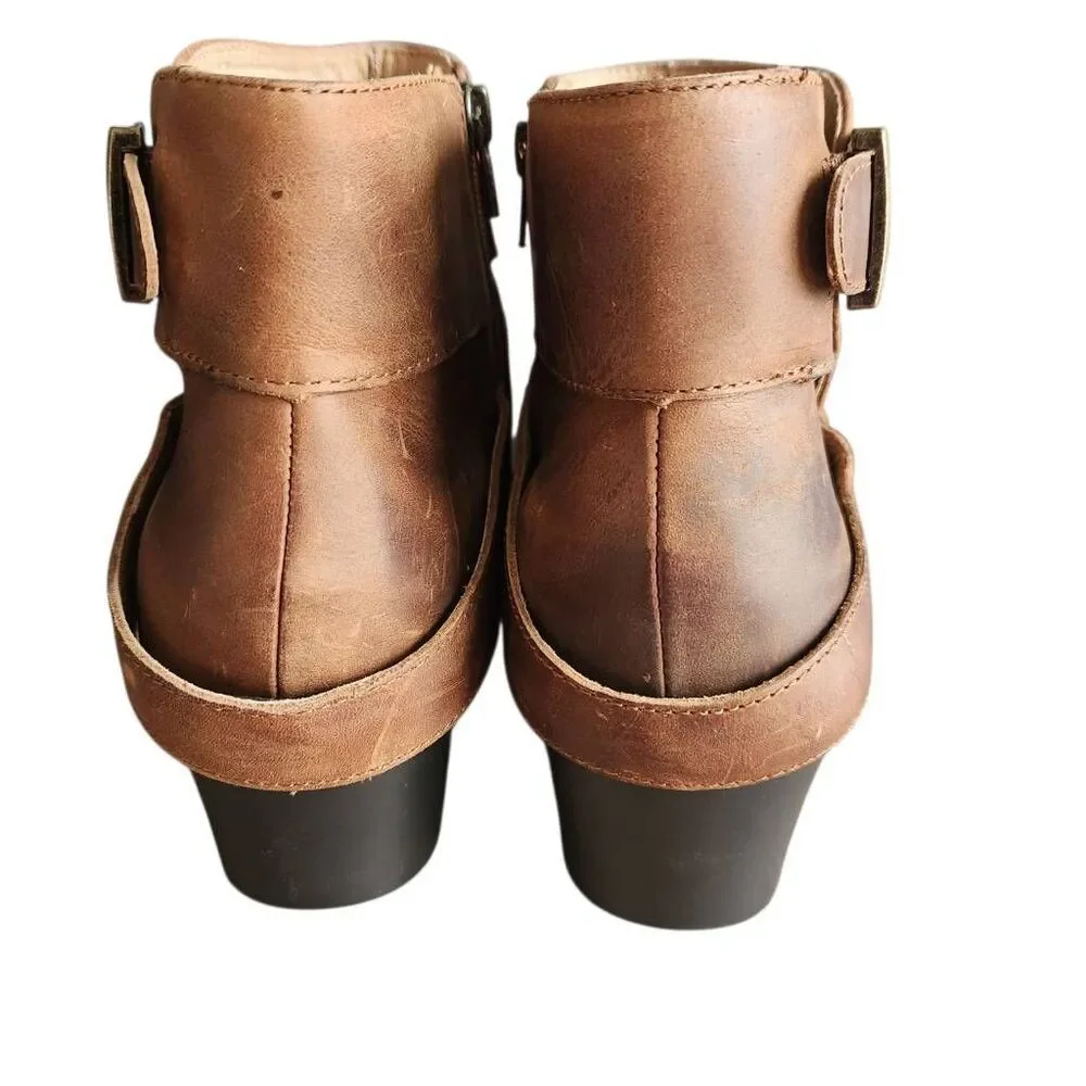 Alegria Boots Womens 41 US 10 Eva Boot Brown Leather Wedge Heel Platform Comfy B